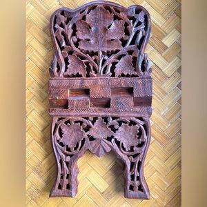 Carved wooden folding stand vintage